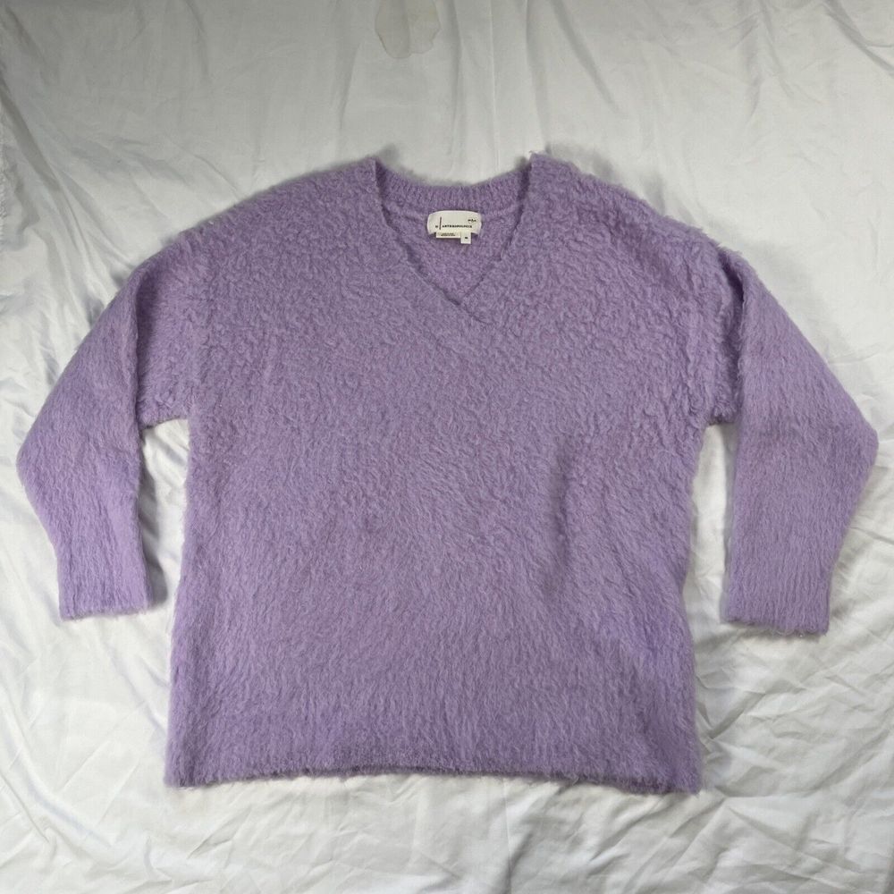 Anthropologie Fuzzy Lavender Purple Sweater  XS 26% Merino‎ Wool 5% Alpaca Y2K